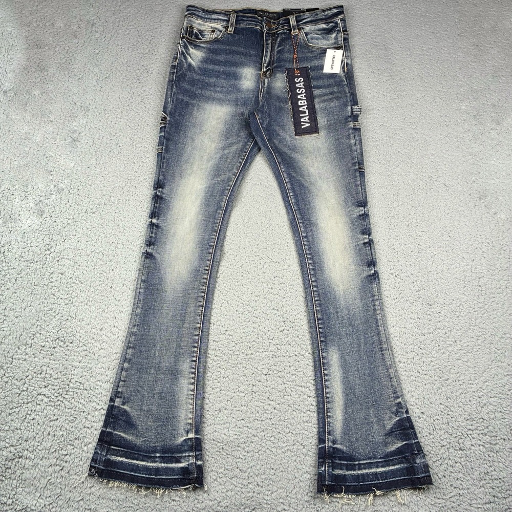 Valabasas Jr. Extendo Jeans Women's 18 Blue Light Wash Distressed Stacked NWT